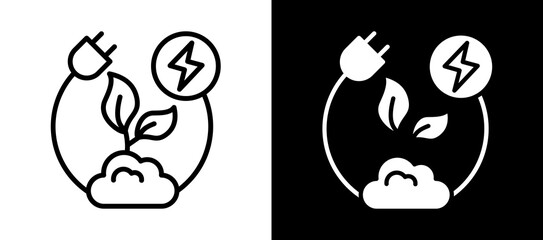 Fototapeta premium Sustainable Energy Icon Set In Black And White Filled Style Collection