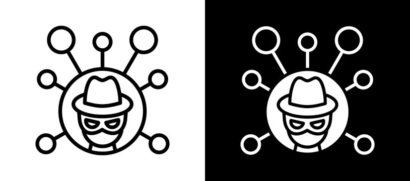 Criminal Network Icon Set In Black And White Filled Style Collection