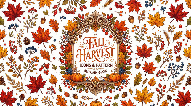 fall harvest icons and patterns