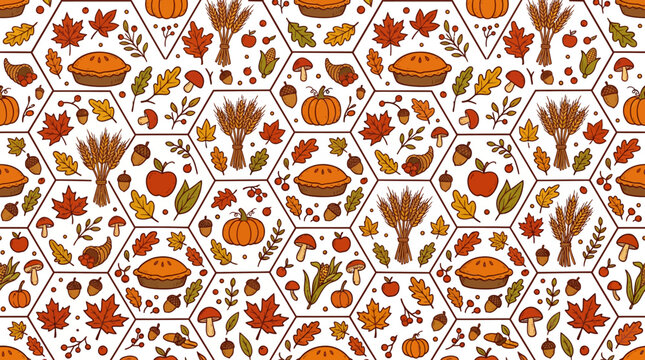 fall thanksgiving pattern with pumpkins and leaves
