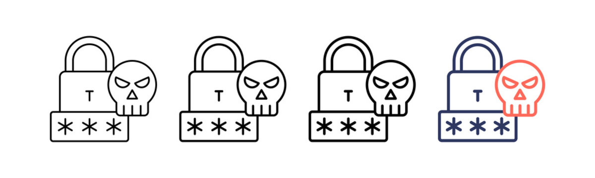 Password Cracking Icon Different Style Outline Collection Set