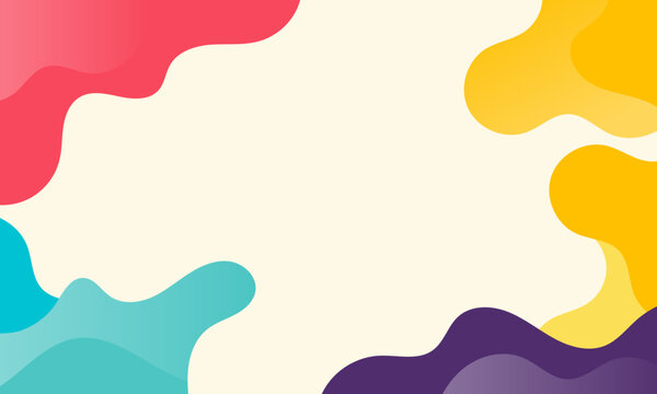 Modern abstract liquid background. Colorful fluid wave shapes on cream backdrop. Creative banner template for social media. Vector illustration
