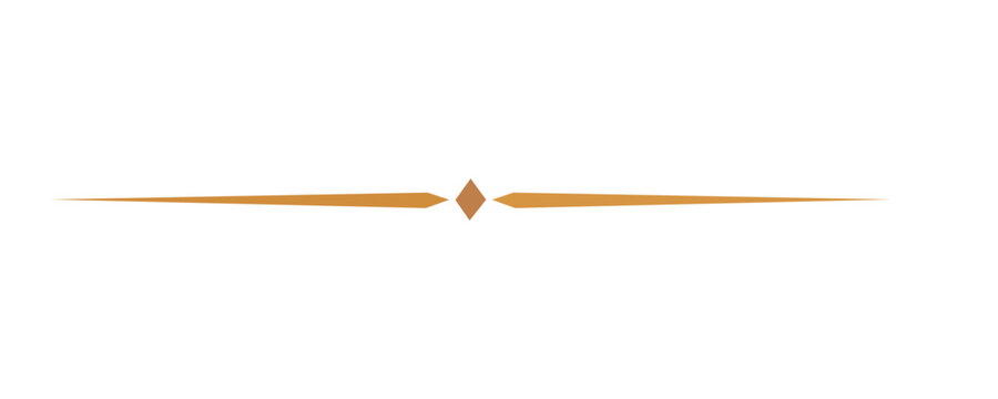 Gold line divider ornament ,horizontal golden line,Elegant gold decorative divider line with diamond ornament