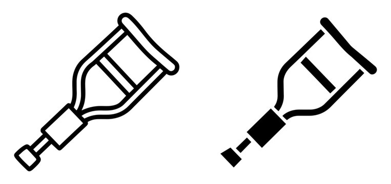 crutch support icon black vector set
