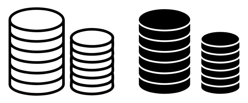 coin stack money icon set