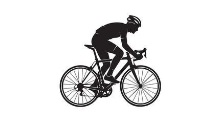 Obraz premium Cycling silhouette, bicycle rider icon, sports vector, athlete illustration, fitness symbol