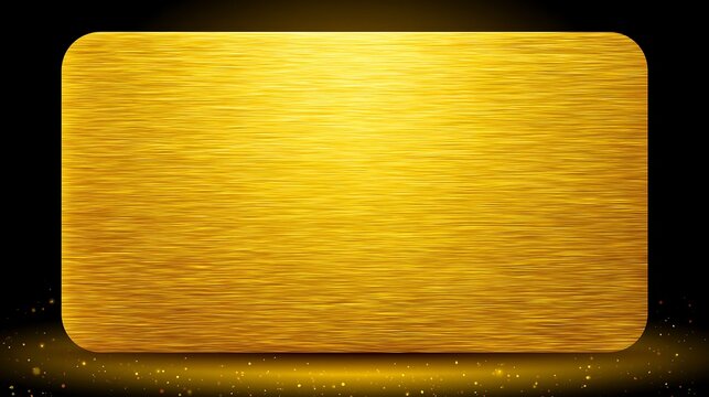 Brushed gold rectangle with rounded corners against a dark background with subtle light flares