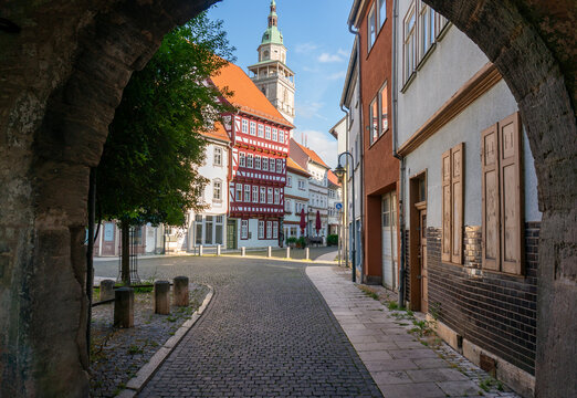 old town street of Bad Langensalza in Thuringia, Germany