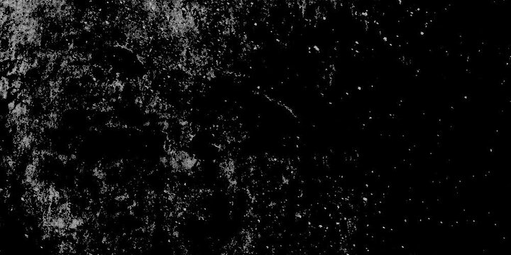 Vintage Halftone Textures. Dark surface shows rough, weathered texture. Grime and stains spread across black background. Textured surface feels aged and worn. Suitable for gritty, industrial, or vinta