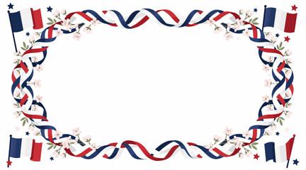 Obraz premium French National Day Celebration Border with Flags and Flowers