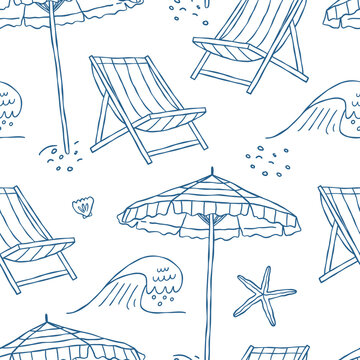 Beach umbrellas seamless pattern. Sun umbrella on the beach.