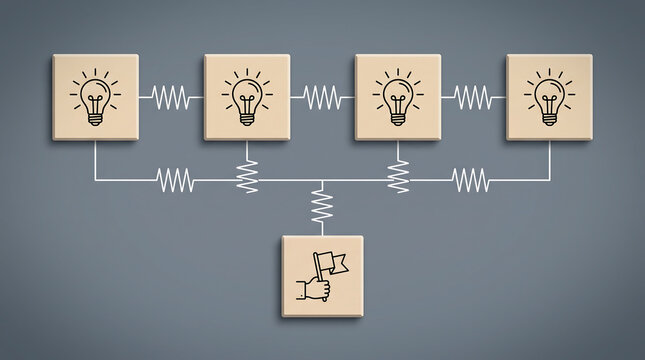 Innovation concept, teamwork, light bulb ideas, business strategy, creative process