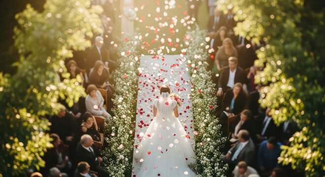 Spectacular Wedding Aisle with Floral Canopy and Shower of Petals.