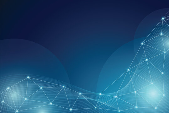 abstract technology digital data network futuristic flowing wave with copy space vector blue background