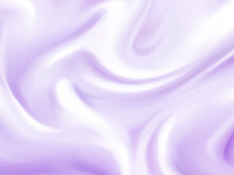 Yogurt texture top view with creamy purple swirl and smooth berry ice cream wave pattern. Fresh dairy background with soft ripple design and blueberry splash for cosmetic or food product display.