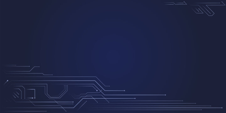Abstract circuit background with glowing AI technology lines and semiconductor patterns. Digital blue network texture with futuristic board design, electronic data nodes elements for tech banners.
