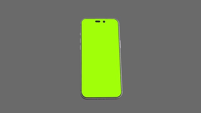 Smartphone green screen mockup centered on gray background for app and web inserts smartphone mockup, green screen, gray background, blank display, chroma key, screen replacement, mobile template, ui 