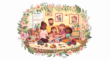 Fototapeta premium happy family playing together at home