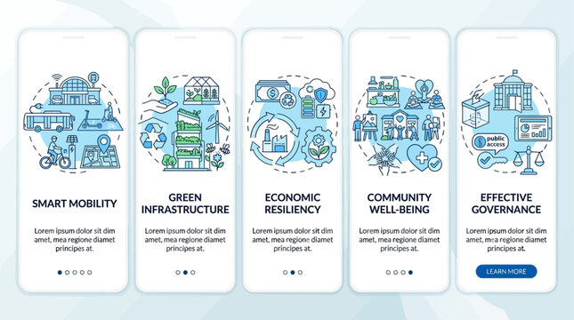 Sustainable Smart City Planning and Urban Development Vector Illustration with Digital Solutions for Economic Resilience and Community Well-being