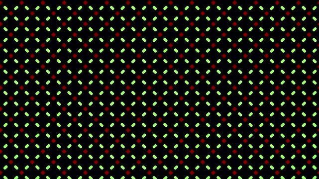Microscopic view of illuminated OLED display pixels showing green screen