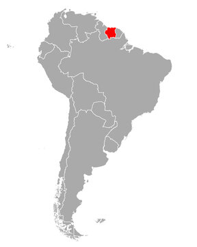 Karte von Suriname in S&uuml;damerika