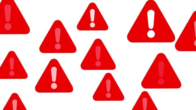 Red warning triangles with exclamation marks pattern on white background  red warning triangle, white background, exclamation mark, caution icon, hazard symbol, danger alert, warning signs