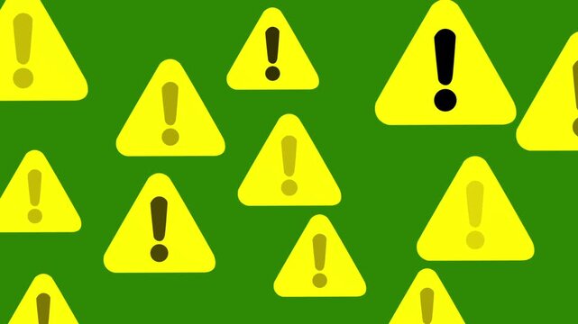 Yellow warning triangles with exclamation marks pattern on green background yellow warning triangle, exclamation mark, caution icon, green background, hazard symbol, safety sign, alert pattern, danger