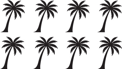 Palm trees in a repeating pattern against a white background vector silhouette © SDR