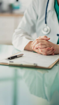 Medical doctor completing administrative healthcare records