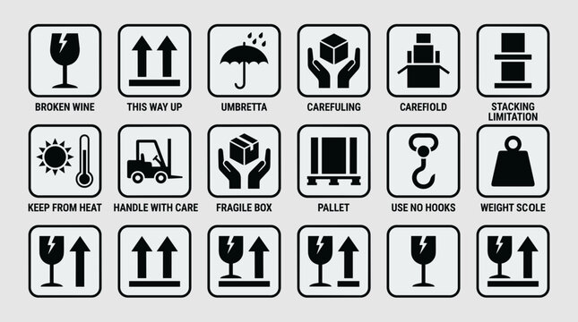 Collection of shipping and handling symbols for logistics 1.
