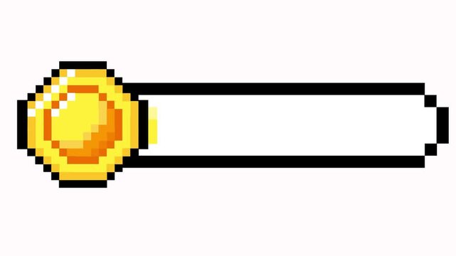 Retro Pixel Art Golden Coin and Blank Status Bar Game Interface Element for Digital Displays and Gaming Platforms