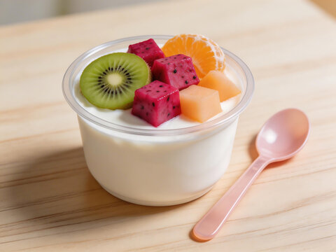 Fruit topped yogurt in a cup