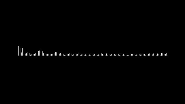 audio spectrum black background. Audio waveform with frequency animated lines. digital frequency equalizer bars 4k stock footage, Abstract white audio wave animation. Audio waveform spectrum