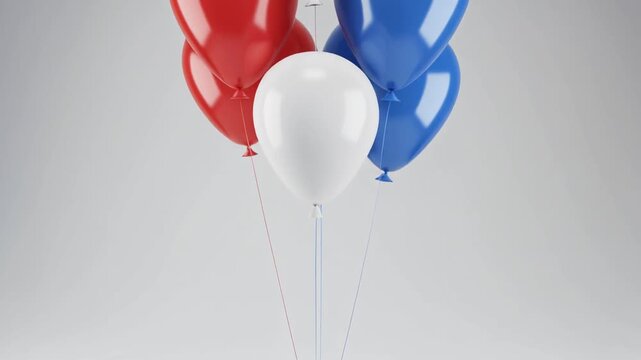 Vibrant red, white, and blue balloons tied together, evoking feelings of joy and celebration