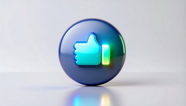 Blue Sphere with Thumbs Up Icon Inside.