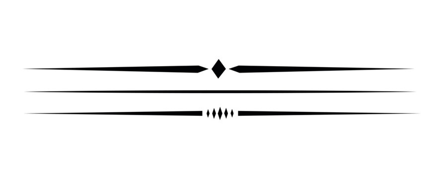 3 Minimal divider lines ornament. Decorative horizontal border element. Elegant geometric separator design. Simple vintage line decoration

