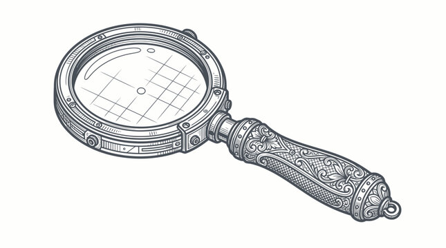 Vintage Magnifying Glass Illustration - Antique Detective Tool