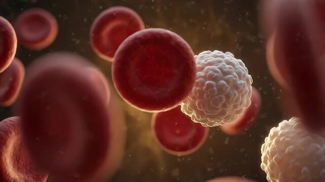 Red blood cell white blood cell blood microscopic medical biology health science anatomy plasma circulatory system detailed 3D illustration circulation biology concept medical elements
