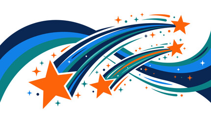Blue star trail with orange shooting stars. © bogel