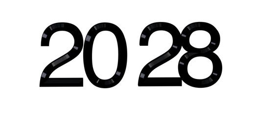 A striking black 2028 number on a white background, perfect for new year greetings and fu © vegefox.com