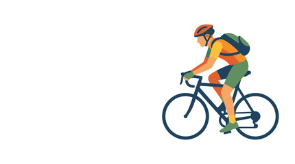 Obraz premium A cyclist riding a road bike wearing a helmet and a backpack.