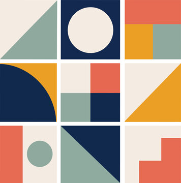 Geometric Shape Ornament Collection Set, Flat Vector Illustration 