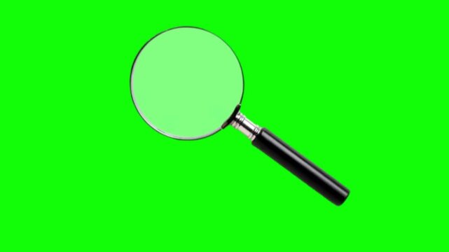 Animated Magnifying Glass Search Loop on Green Screen Chroma Key Background