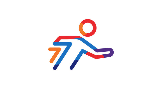 Colorful abstract running figure logo design.