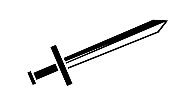 Diagonal broadsword silhouette with thick crossguard.