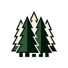 Obraz premium Stylized graphic illustration of a forest of evergreen trees.