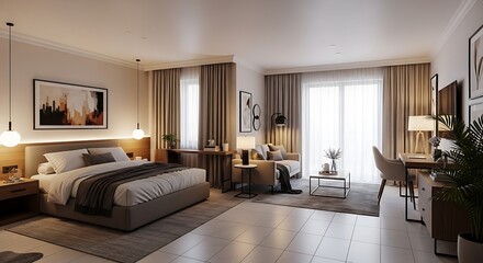 Fototapeta premium Luxury hotel room interior design.