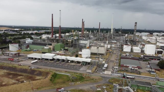 aerial view from oil refinery plant in germany	