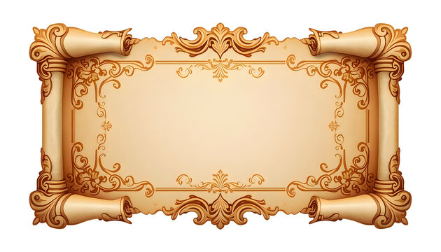 Vintage decorative scroll paper frame with ornate borders illustration