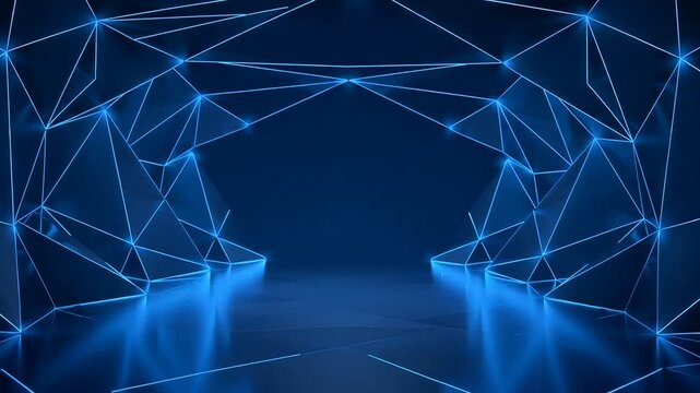 Awards Background with Futuristic Ceremony Stage and Geometric Neon Design	
